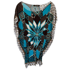 ADILISIK Women's Blouse Geometric Boat Neck Short Sleeve 100% Viscose Size L